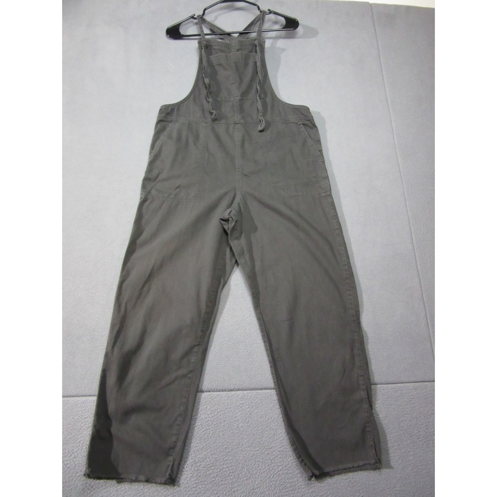 Aerie Romper Overalls Womens Small Gray Werk & Play Raw Hem Straight Leg